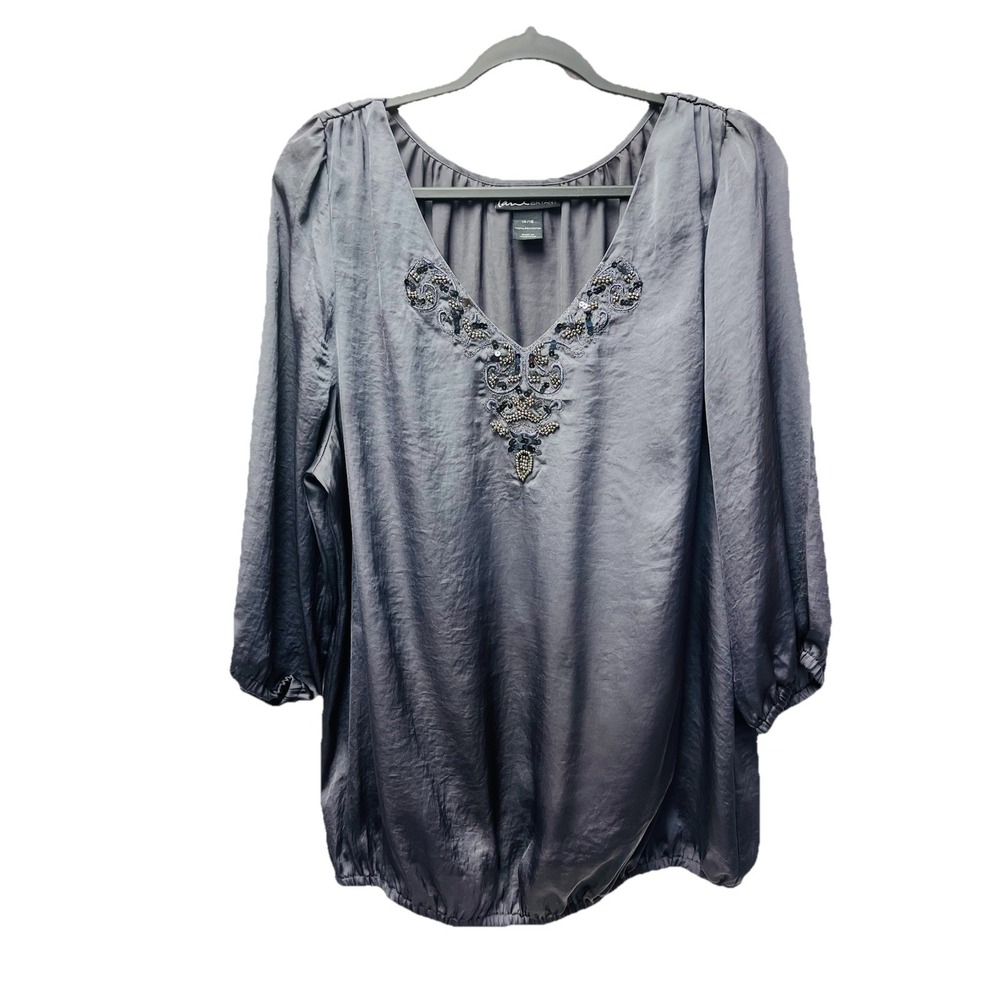 Lane Bryant 14/16 Sequin‎ Beaded Tunic Blouse Boho Goth Medieval Ren Faire Y2K